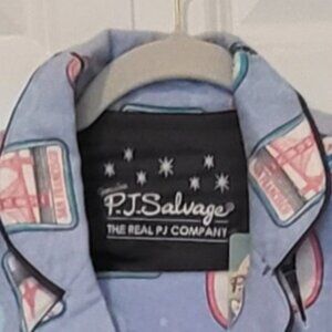 NWT PJ Salvage Light Blue Flannel Pajama Womens Set Size M World Traveler